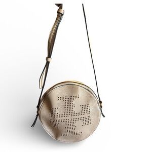 Tory Burch Perforated Logo Round Crossbody Bag
